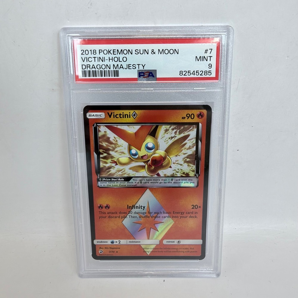 2018 Pokemon Dragon Majesty Victini Prism Star Holo #7 PSA 9 Mint Card